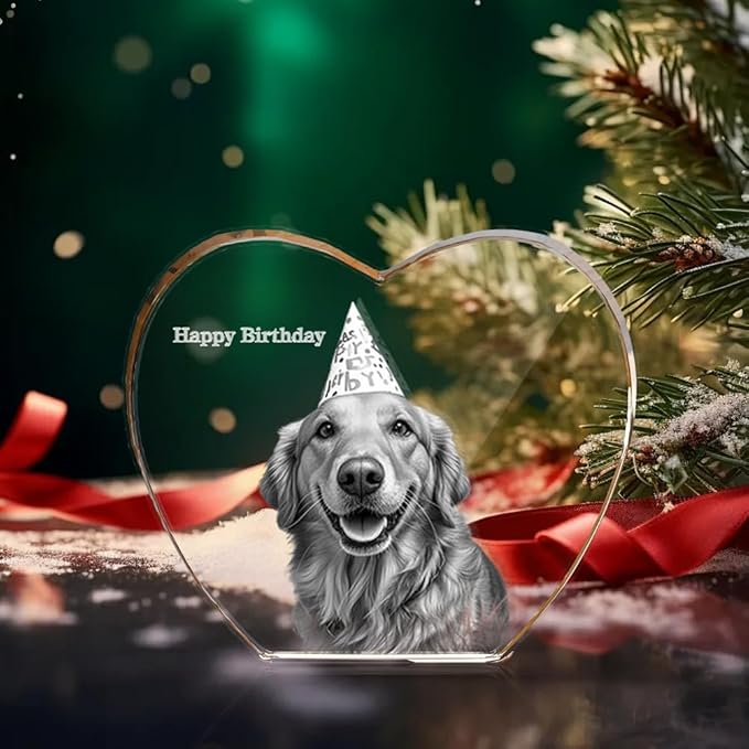 Custom Pet 3D Crystal Photo - Dog Memorial Gifts for Loss of Dog, Sympathy Gift for Pet Lovers, Bereavement Keepsake for Cat Puppy Animal Indoor, Remembrance Gift for Dog Passing Away - Heart - Image 4