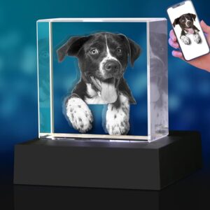 Pet Memorial Gift for Dogs Or Cats, Personalized 3D Crystal Photo,Dog Memorial Gifts for Pet Owners,Customized 3D Photo Gift