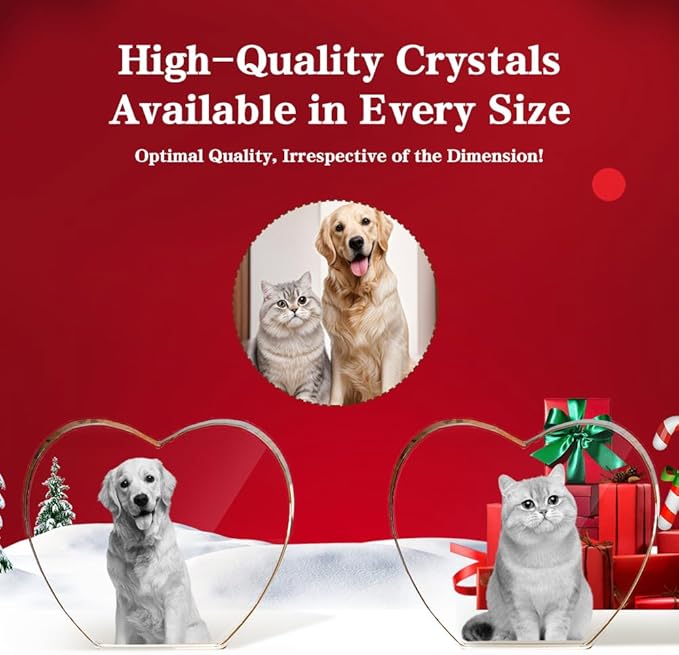 Custom Pet 3D Crystal Photo - Dog Memorial Gifts for Loss of Dog, Sympathy Gift for Pet Lovers, Bereavement Keepsake for Cat Puppy Animal Indoor, Remembrance Gift for Dog Passing Away - Heart - Image 7