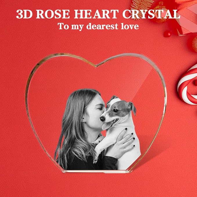Custom Pet 3D Crystal Photo - Dog Memorial Gifts for Loss of Dog, Sympathy Gift for Pet Lovers, Bereavement Keepsake for Cat Puppy Animal Indoor, Remembrance Gift for Dog Passing Away - Heart - Image 5