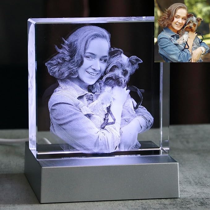 Pet Memorial Gift for Dogs Or Cats, Personalized 3D Crystal Photo,Dog Memorial Gifts for Pet Owners,Customized 3D Photo Gift - Image 3