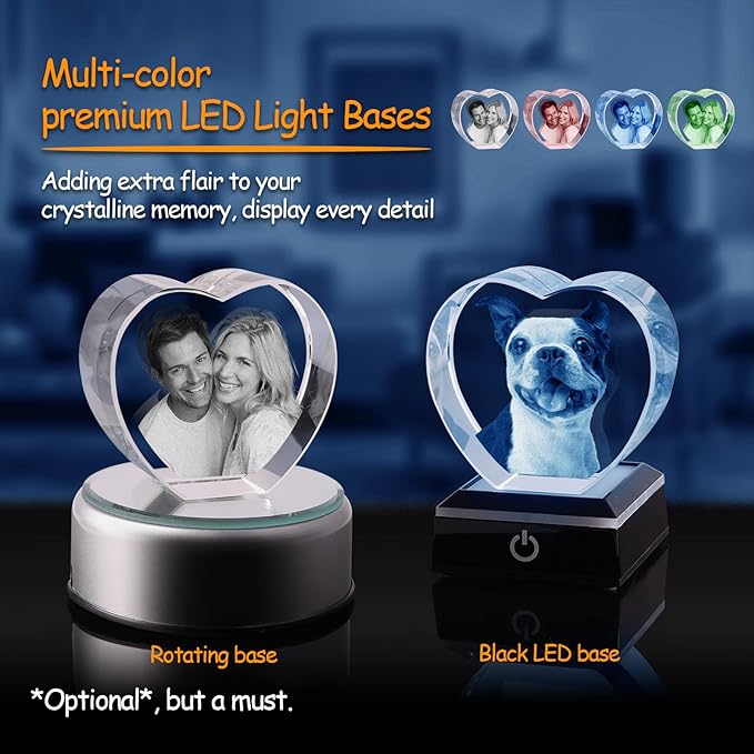 Dog Memorial Gifts for Pet Loss – Personalized Crystal Photo for Dogs & Cats, Custom Laser Etched Crystal (Heart Shape, Small Size) - Image 2