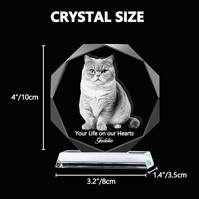Pet Crystal Picture Frame, Dog Memorial Gifts For Loss Of Dog, Cat Pet Memorial Gifts, Personalized Crystal Photo Loss Gift, Cat Passing Away Sympathy Bereavement Gift - Image 5