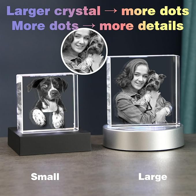 Pet Memorial Gift for Dogs Or Cats, Personalized 3D Crystal Photo,Dog Memorial Gifts for Pet Owners,Customized 3D Photo Gift - Image 2