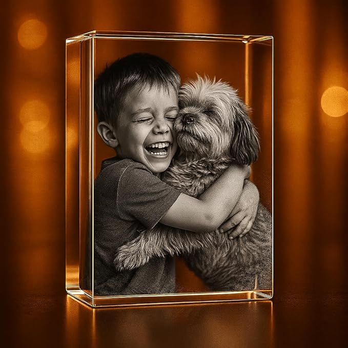 Personalized Pet 3D Engraved Crystal Keepsake – Custom Pet Photo & Text (XL Rectangle 4 * 6 * 3 inches) - Image 5