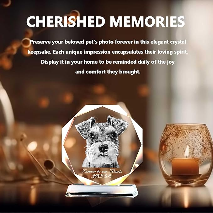 Pet Crystal Picture Frame, Dog Memorial Gifts For Loss Of Dog, Cat Pet Memorial Gifts, Personalized Crystal Photo Loss Gift, Cat Passing Away Sympathy Bereavement Gift - Image 3