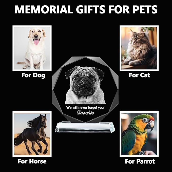 Pet Crystal Picture Frame, Dog Memorial Gifts For Loss Of Dog, Cat Pet Memorial Gifts, Personalized Crystal Photo Loss Gift, Cat Passing Away Sympathy Bereavement Gift - Image 4