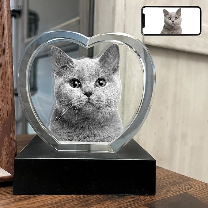 Dog Memorial Gifts for Pet Loss – Personalized Crystal Photo for Dogs & Cats, Custom Laser Etched Crystal (Heart Shape, Small Size) - Image 6