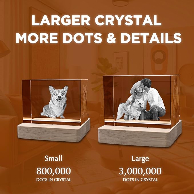 Personalized 3D Crystal Pet Photo Custom Laser Engraved Pet Memorial Keepsake Unique Dog & Cat Memory Gift Pet Loss Remembrance Customizable Pet Photo Gift for Dog or Cat Lovers- (Small) - Image 4
