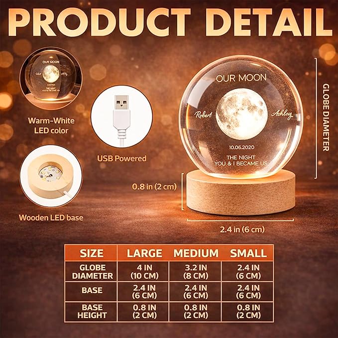 Personalized Pet Photo Crystal Ball Light, Custom 3D Engraved Dog Cat Portrait Crystal Globe Lamp with LED Wooden Base, Pets Memorial Gift, Pet Loss Remembrance Keepsake for Dog Lovers, P2 - Image 7