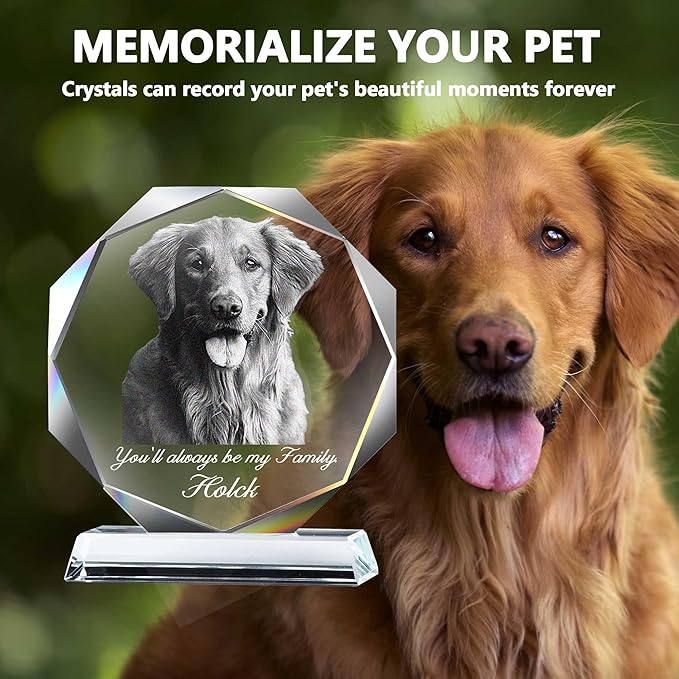 Pet Crystal Picture Frame, Dog Memorial Gifts For Loss Of Dog, Cat Pet Memorial Gifts, Personalized Crystal Photo Loss Gift, Cat Passing Away Sympathy Bereavement Gift - Image 2
